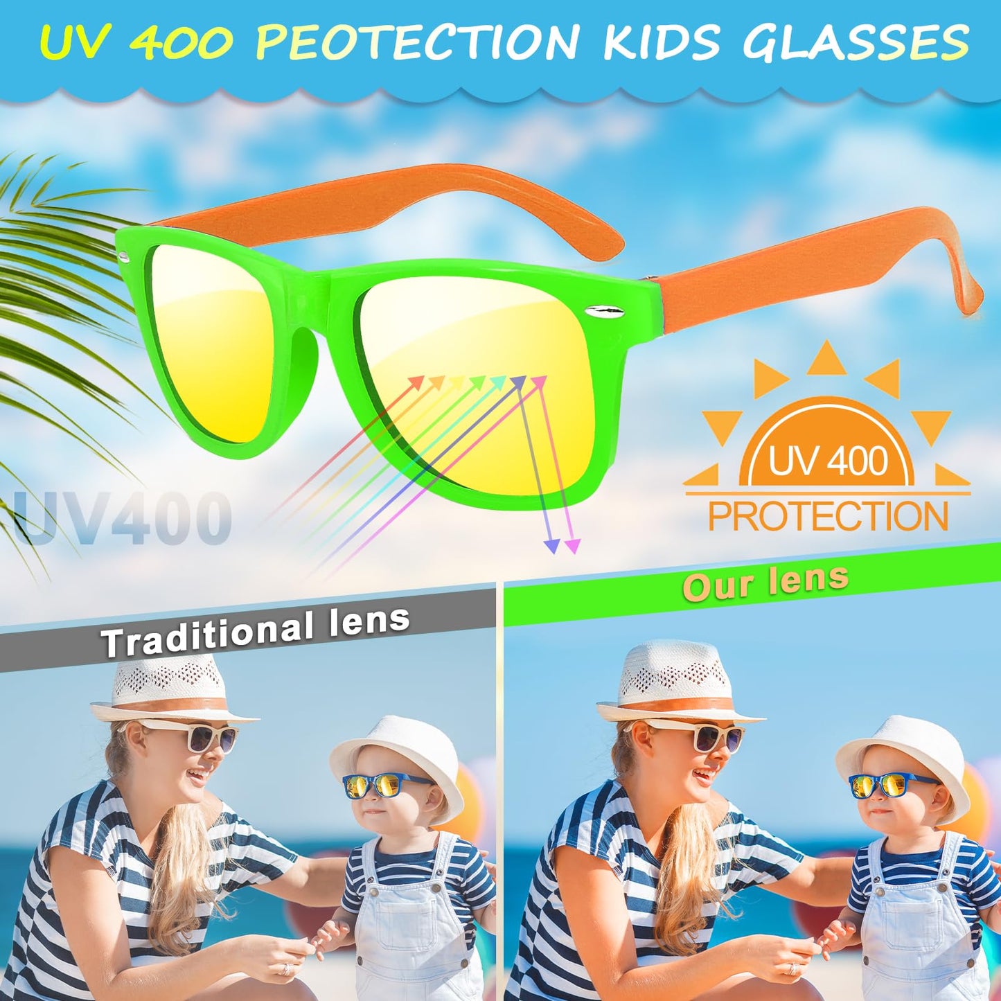 Oleitodh 60 Pcs Kids Sunglasses Bulk,Kids Neon Sunglasses Party Favors With Uv400 Proctection,80S 90S Retro Sunglasses For Boys
