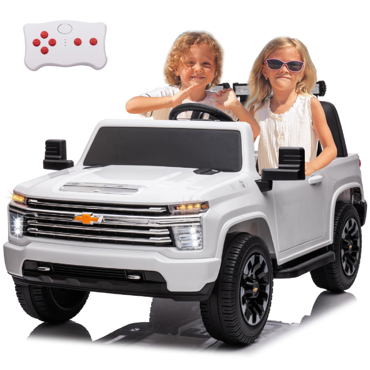 Luibas 24V Kids Ride On Car For Big Kid, Battery Powered Licensed Chevrolet Silverado Hd, Utv Truck With Eva Tires Wheels, 2 Sea
