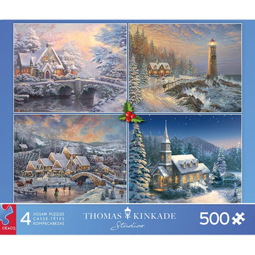 Ceaco - 4 In 1 Multipack - Thomas Kinkade - Holiday - (4) 500 Piece Jigsaw Puzzles