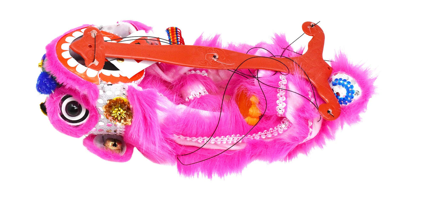 Mandala Crafts Hand String Puppet With Rod, Chinese Marionette Lion Toy, Orange On White