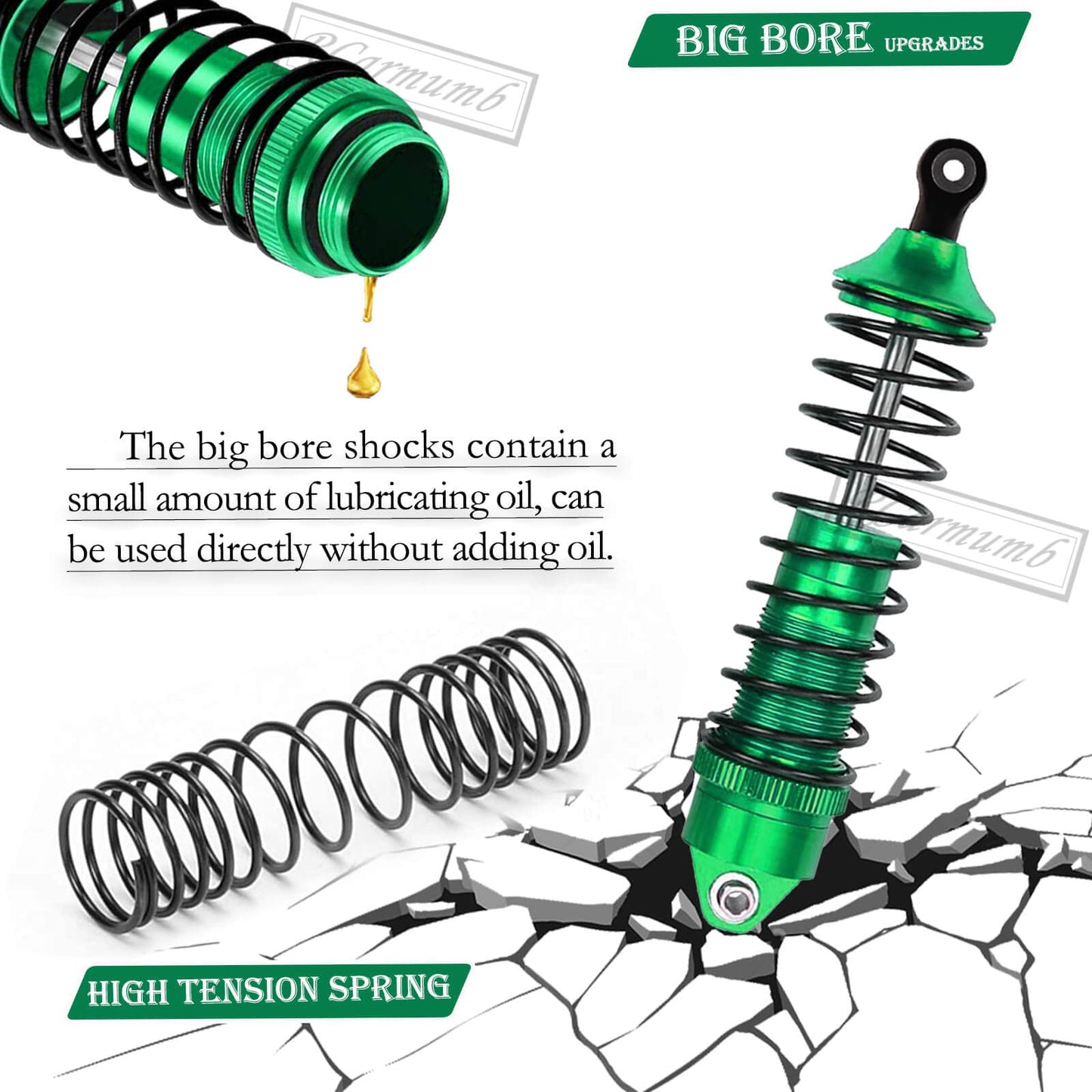 Rcarmumb RC Upgrades Part for 1/10 Rustler VXL/Rustler VXL 2wd, Stampede VXL/Stampede VXL 2wd,Alloy Front Rear RC Shocks Absorbe