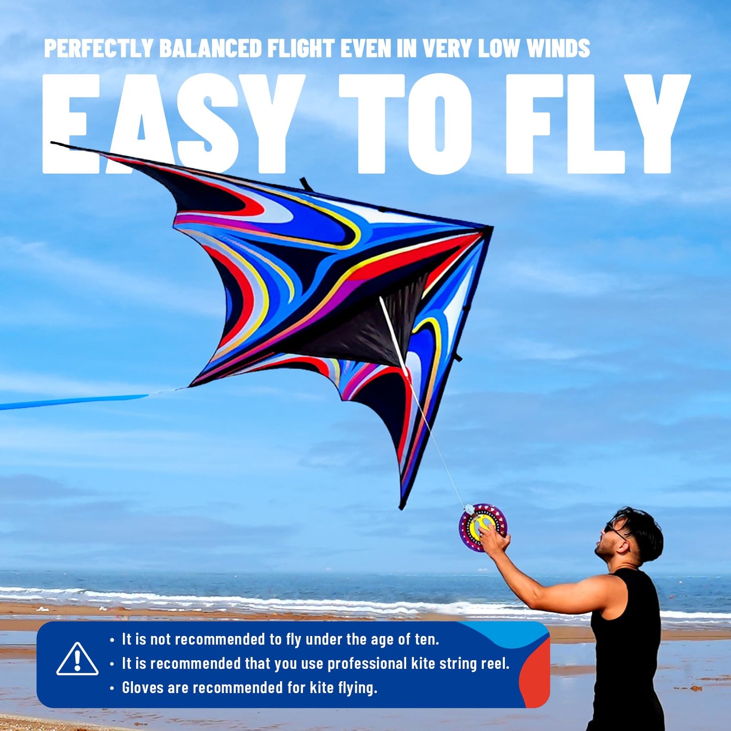 SGftre Blue Large Delta Kite for Adults