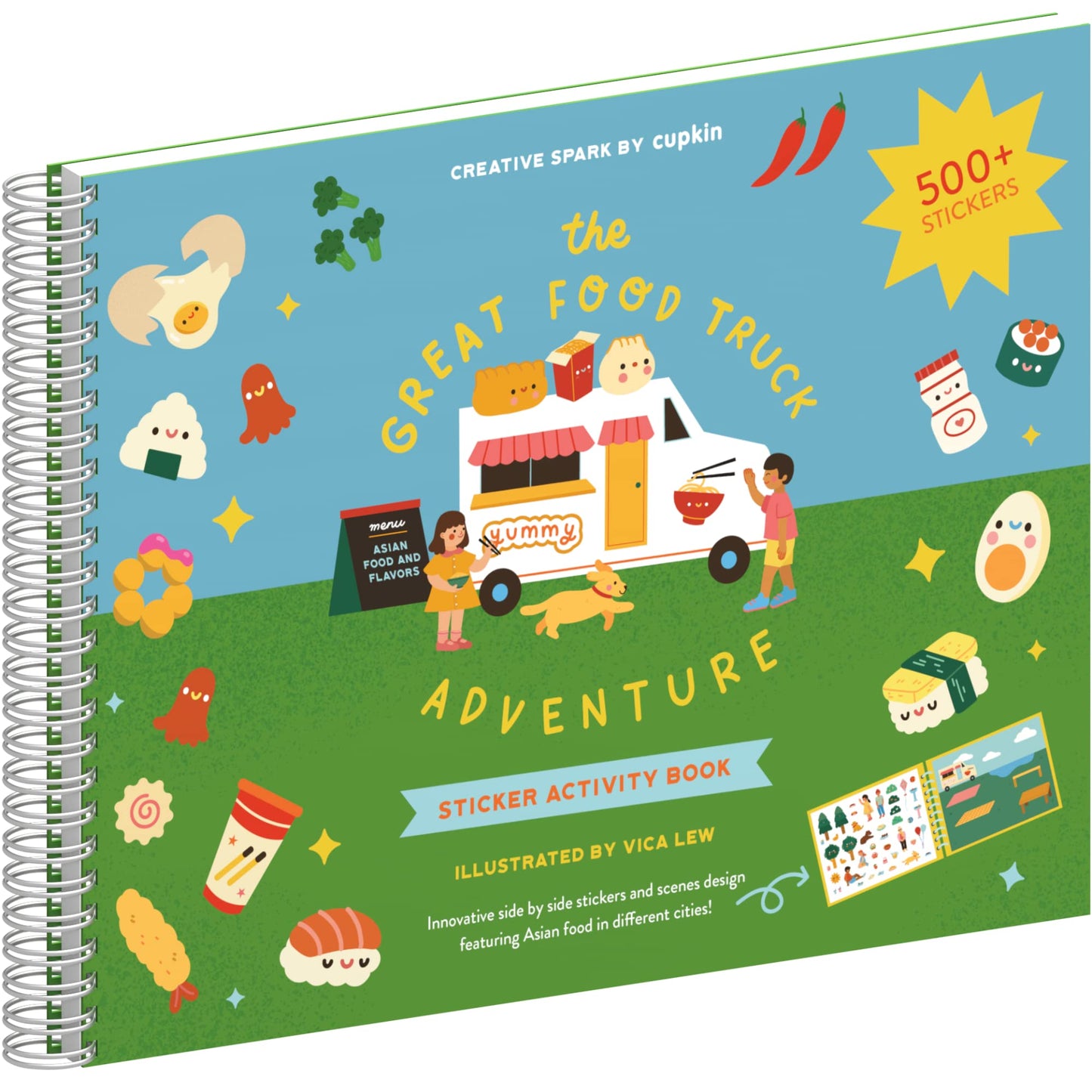 Food Truck Sticker + Coloring Book (500+ Stickers & 12 Scenes) By Cupkin - Side By Side Sticker Adventure Time Activity Books Fo