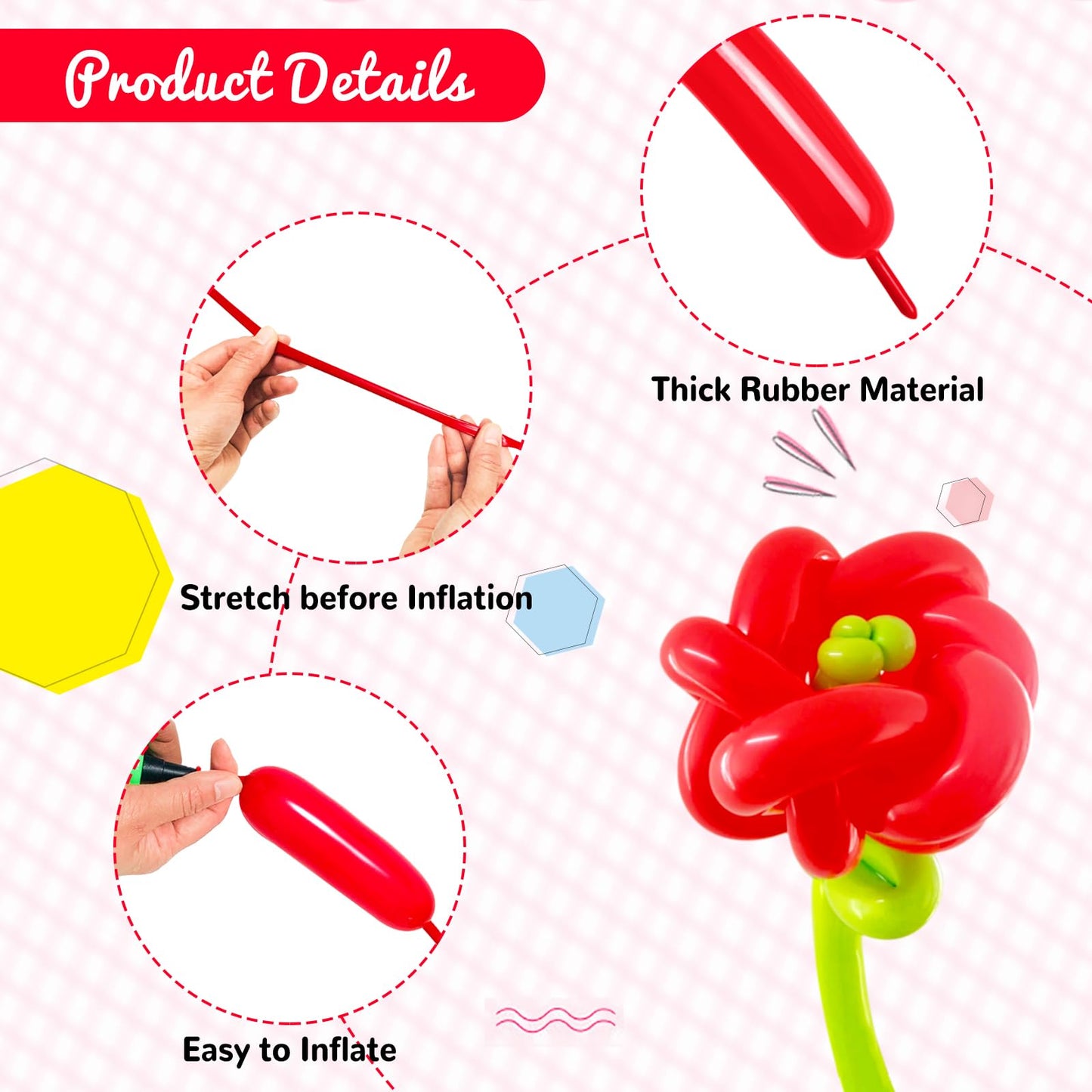 Hykjnbw Red Long Balloons For Balloon Animals, 260 Balloons Art Kit For Twisting, Skinny Modeling Balloons Supplies For Birthday
