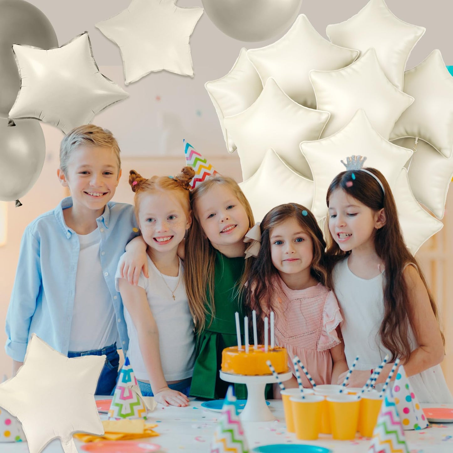 18 Inch Cream Star Balloons, 10 Pcs White Star Shape Foil Balloon Helium Balloons, Big Mylar Star Balloons For Wedding, Baby Sho