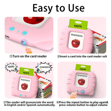 Kidzdo Spanish And English Audible Toys With Music, Bilingual Talking Flash Cards For Toddler/Beginning, Abc,Numbers,Colors,Shap