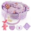 BABESIDE Reborn Baby Doll 17 Inch Soft Body Vinyl & Cloth Lucy Color with Bassinet & Feeding Kit for Kids Age 3+