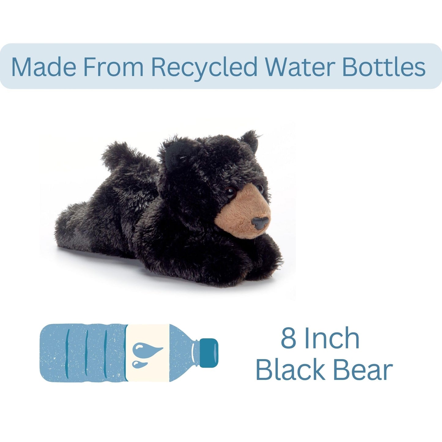 The Petting Zoo Black Bear Stuffed Animal Plushie, Gifts For Kids, Scoopz Wildlife Animals, Bear Plush Toy, 8 Inches