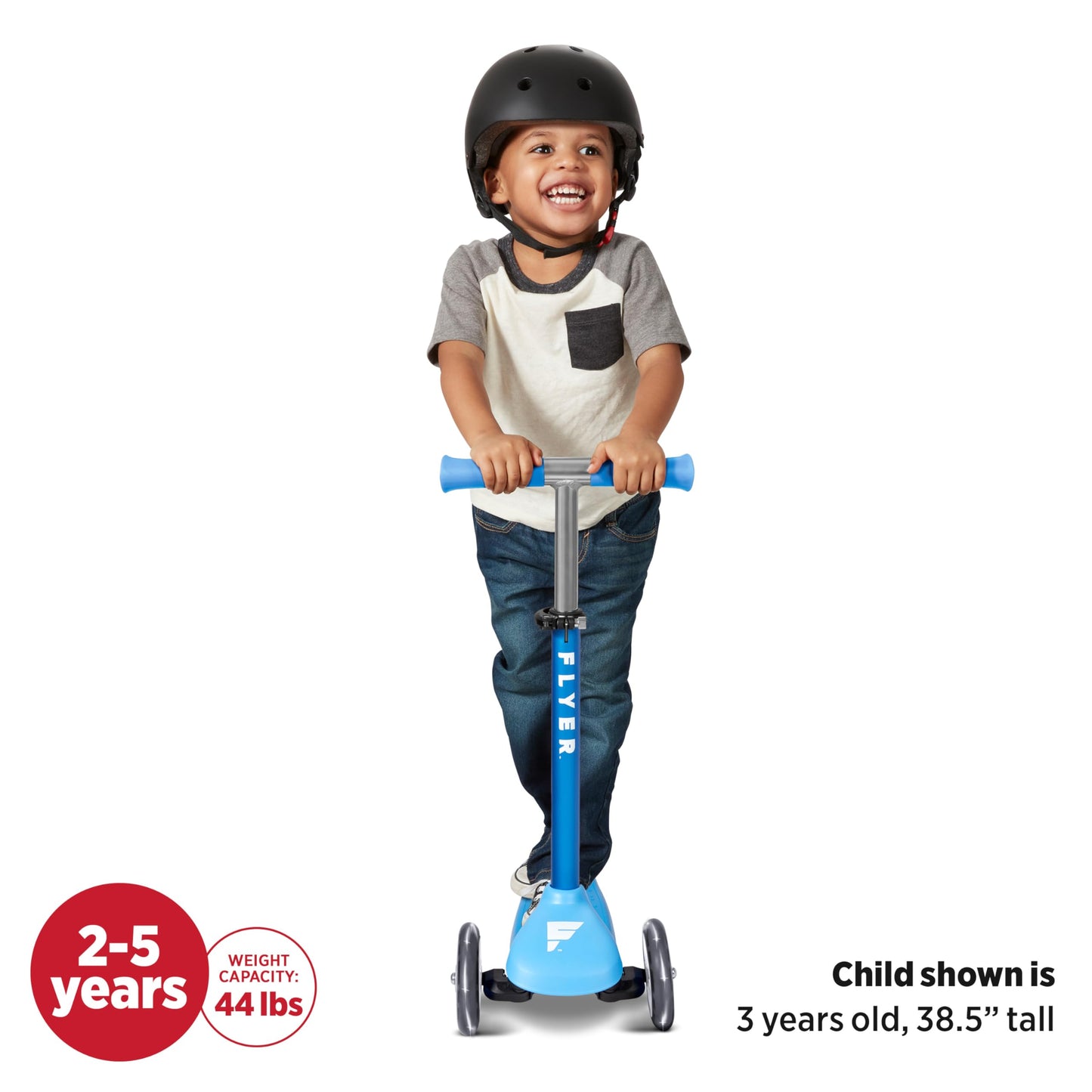 Kids Scooter, Toddler Scooter, Flyer Glider Jr. With Light Up Wheels, Blue, Radio Flyer Ride On Toys For Kids 2-5 Years Old, For