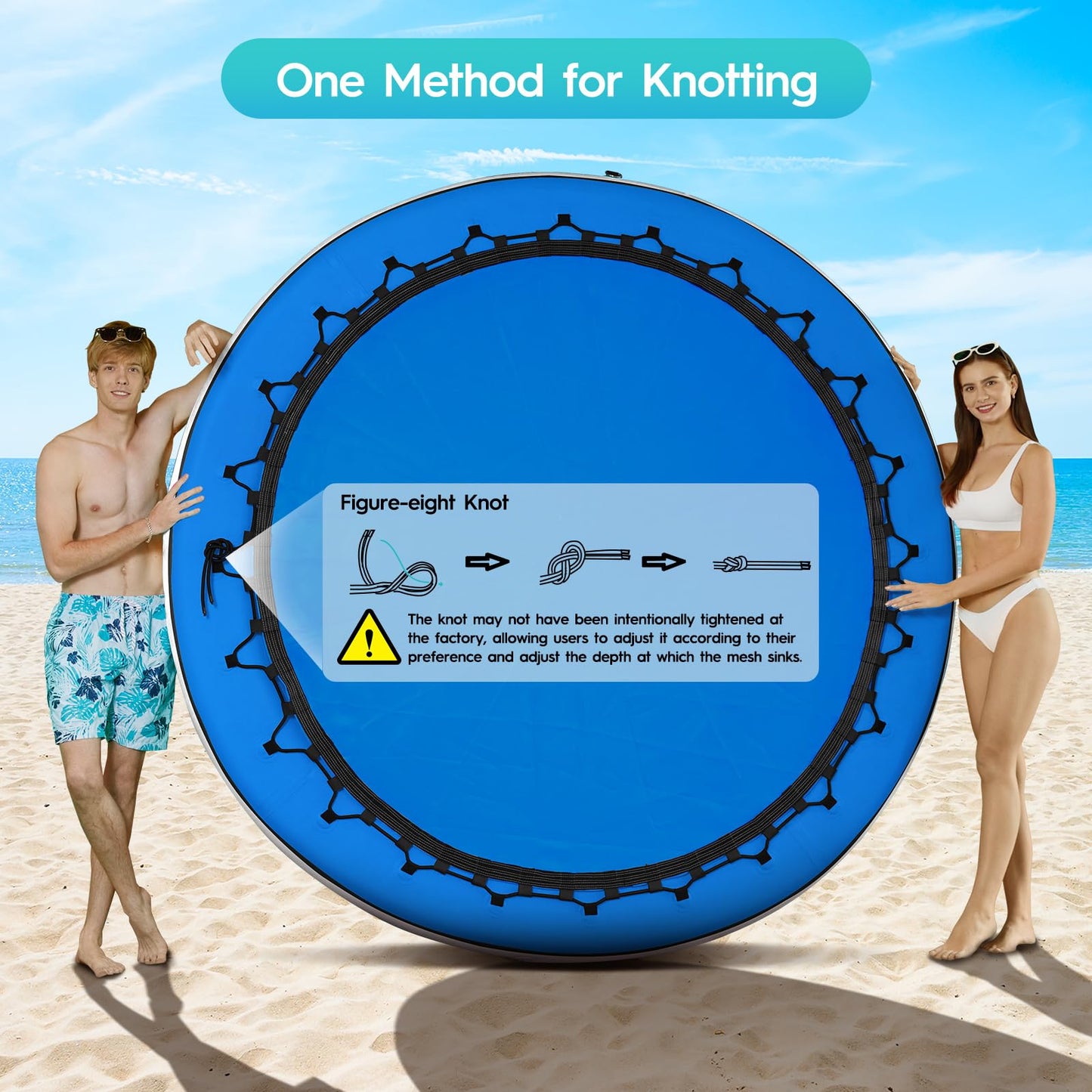 Calobana 8Ft Round Inflatable Water Hammock, Heavy Duty Floating Ring Dock Island Platform River Floats For Adults Party Tanning