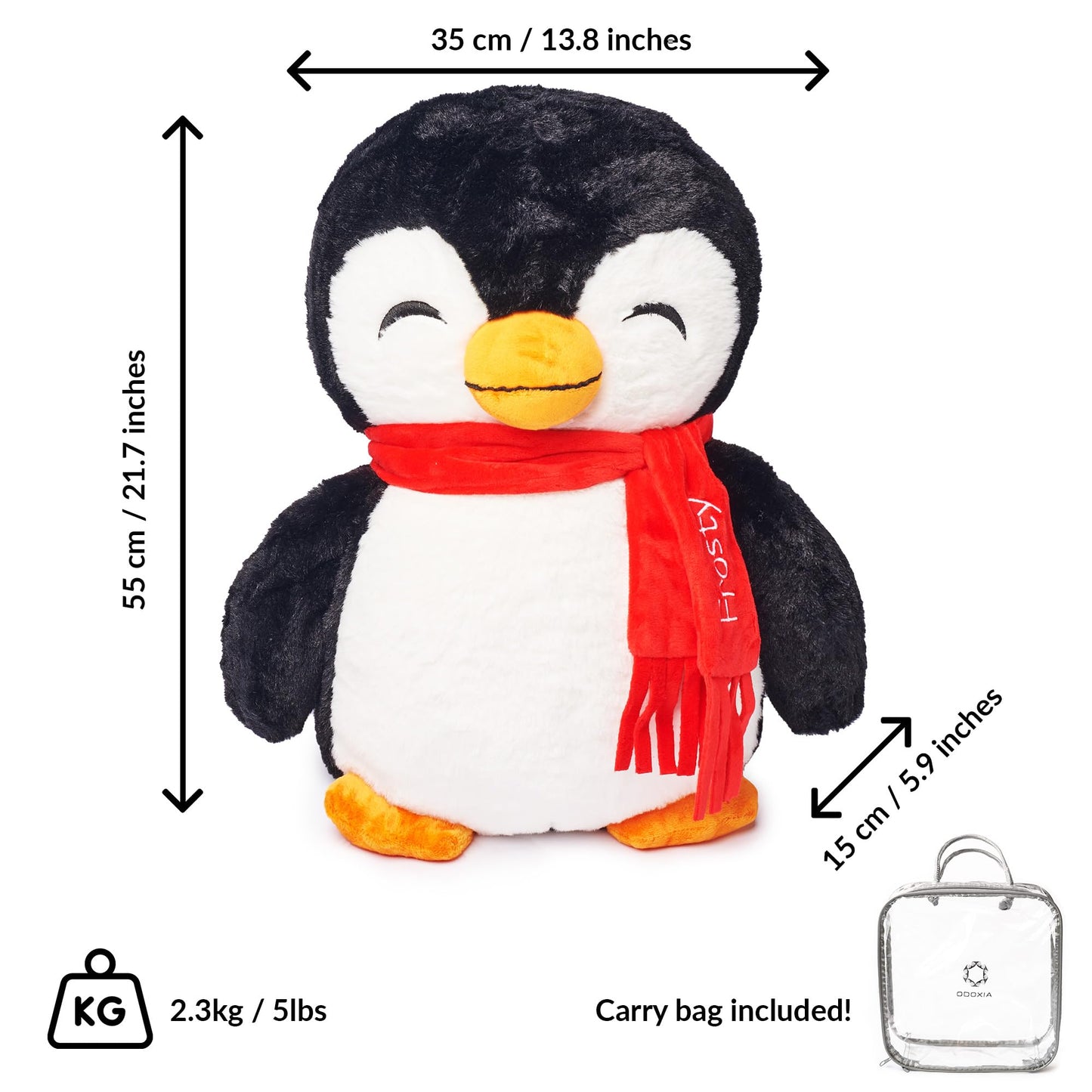Odoxia Big Weighted Animals For Anxiety 5Lb Penguin | Stuffed Weighted Plush For Kids, Adults | Weighted Stuffed Animals | Weighted Plushies | Weighted Stuffed Plush | Weighted Plushie