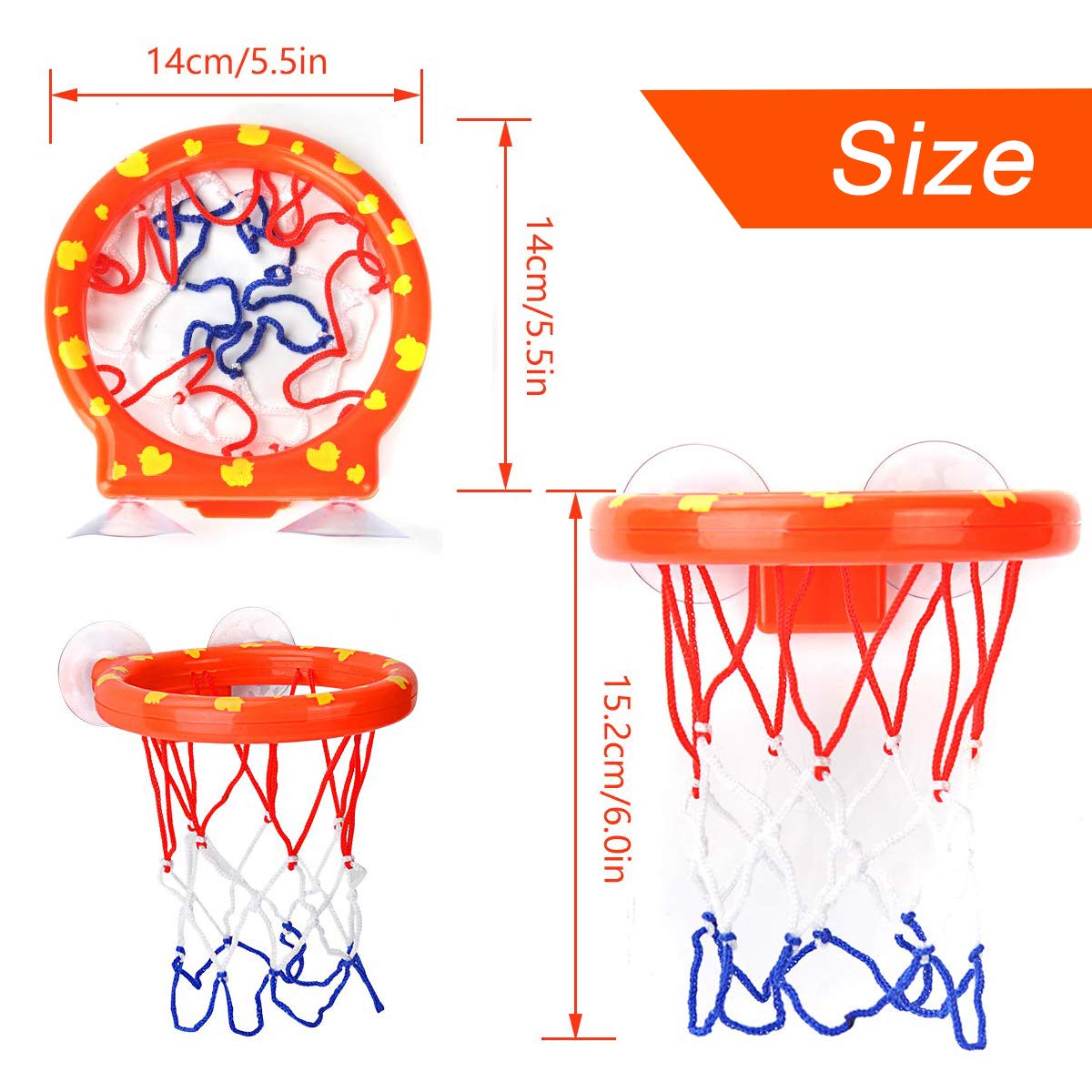 Enthur Bath Toy Fun Basketball Hoop & Balls Set For Boys And Girls Kid & Toddler Bath Toys Gift Set 3 Balls Included