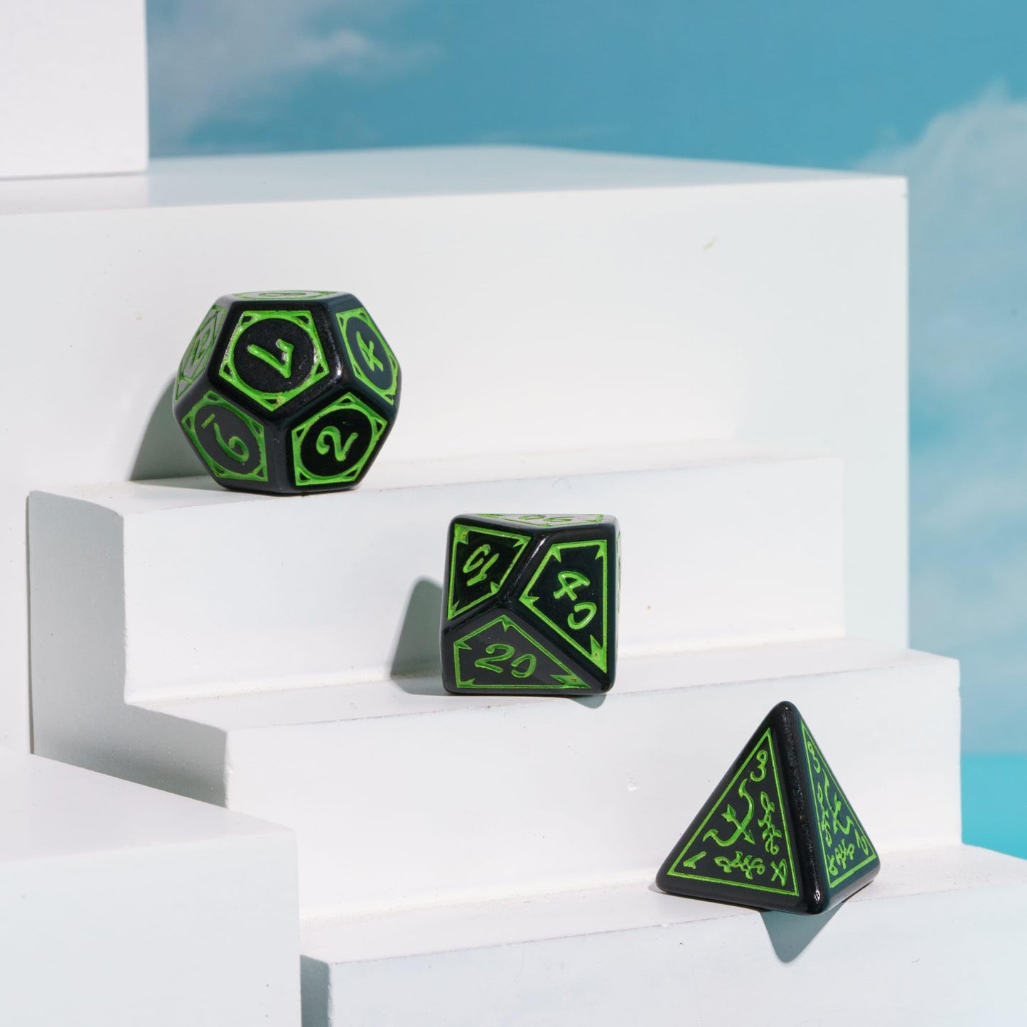 Poludie DND Dice Set -D&D Polyhedral Dice (7 Pcs) Druid Dice with Leather Dice Bag for Dungeons and Dragons Role Playing Dice Ga