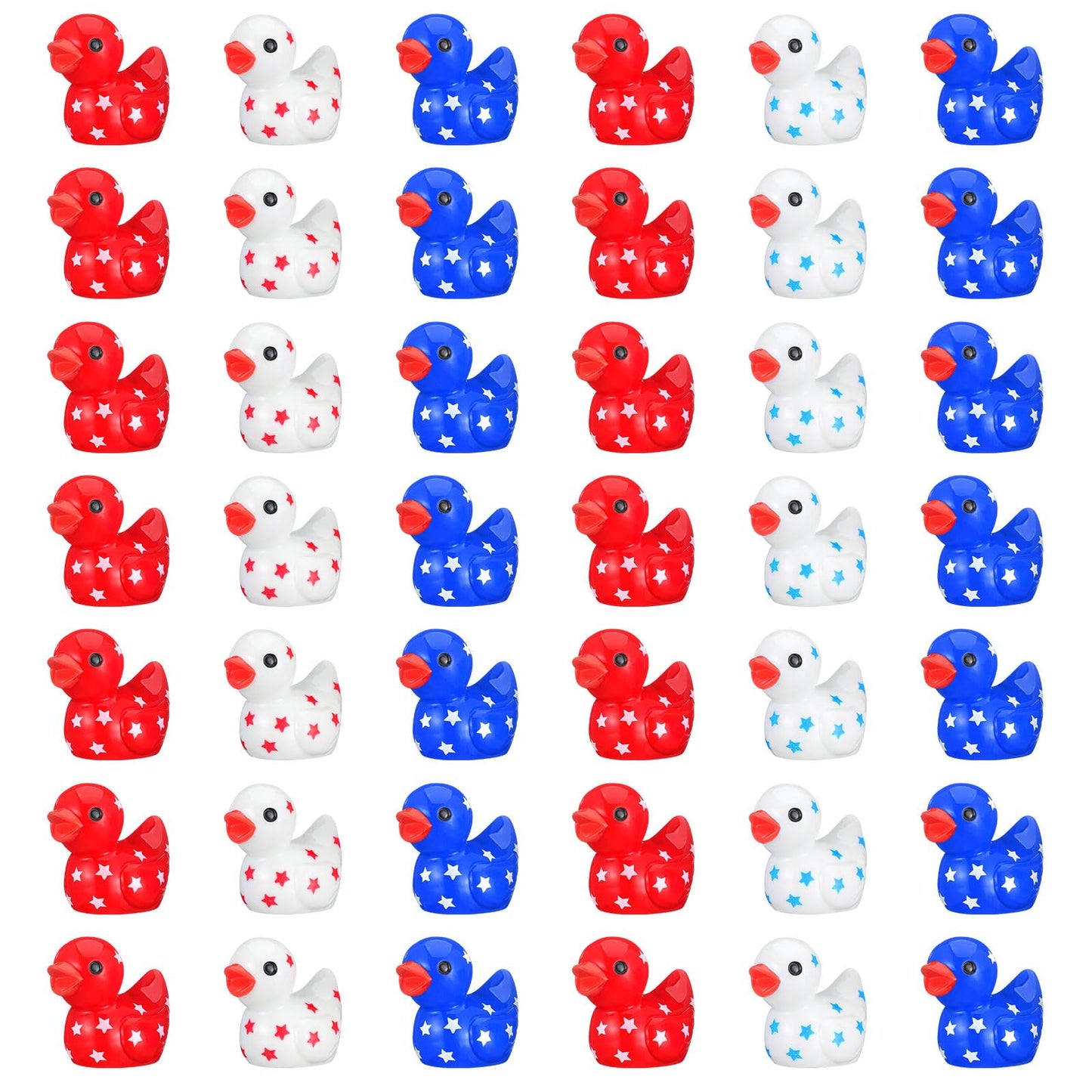 Arrowbash 60 Pieces Patriotic Mini Resin Ducks Small 4Th Of July Ducks Bulk Mini Resin Animals Red White And Blue Duck For Indep