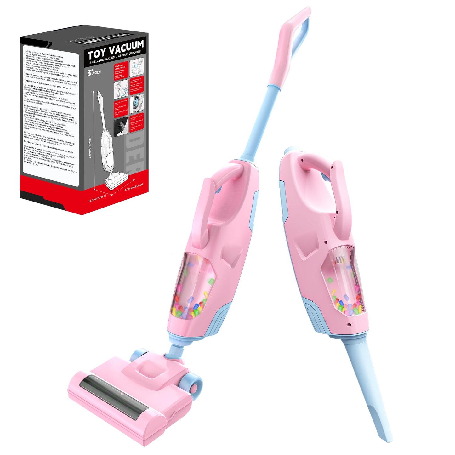 Toy Choi's 2-in-1 Kids Vacuum That Really Works - Toy Vacuum for Toddlers with Sound Effects, Pretend Play Kids Vacuum Cleaner,