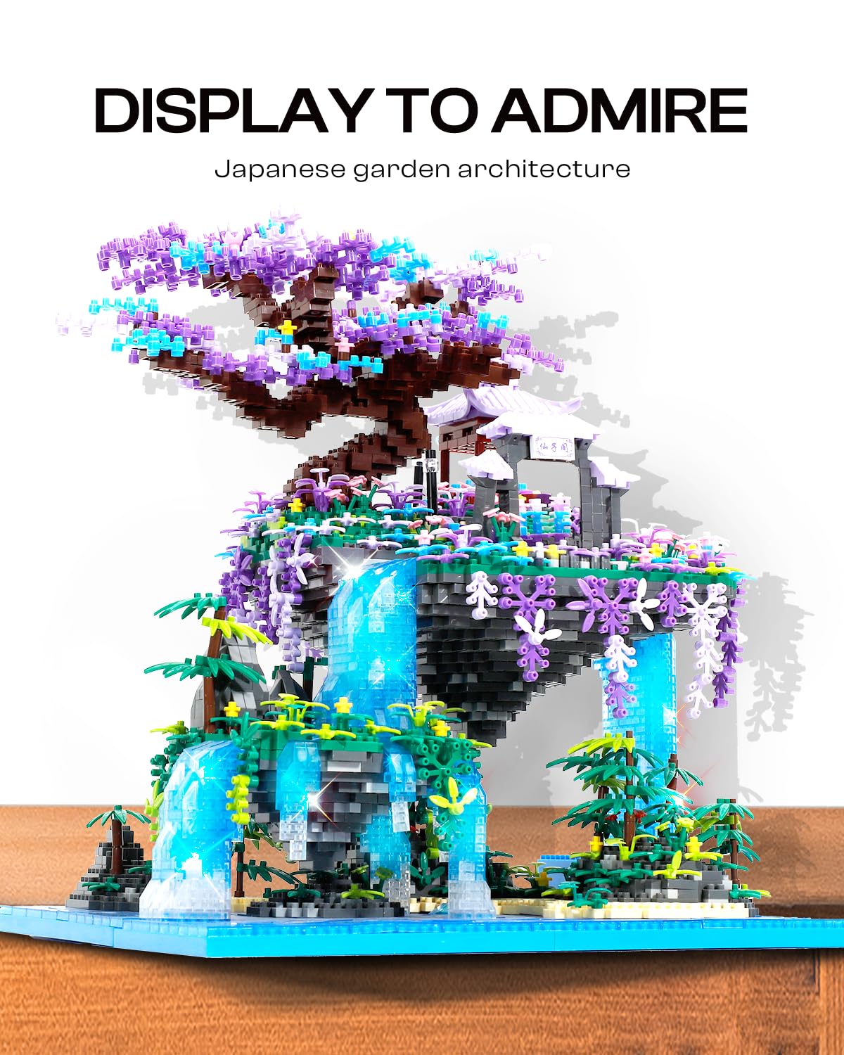 Kimiangel Cherry Blossom Bonsai Tree Set With Lights, Collectible Of Japanese Sakura Tree House Model Building Kit, Birthday For Kids Age 14+&Adults Chineses Architecture