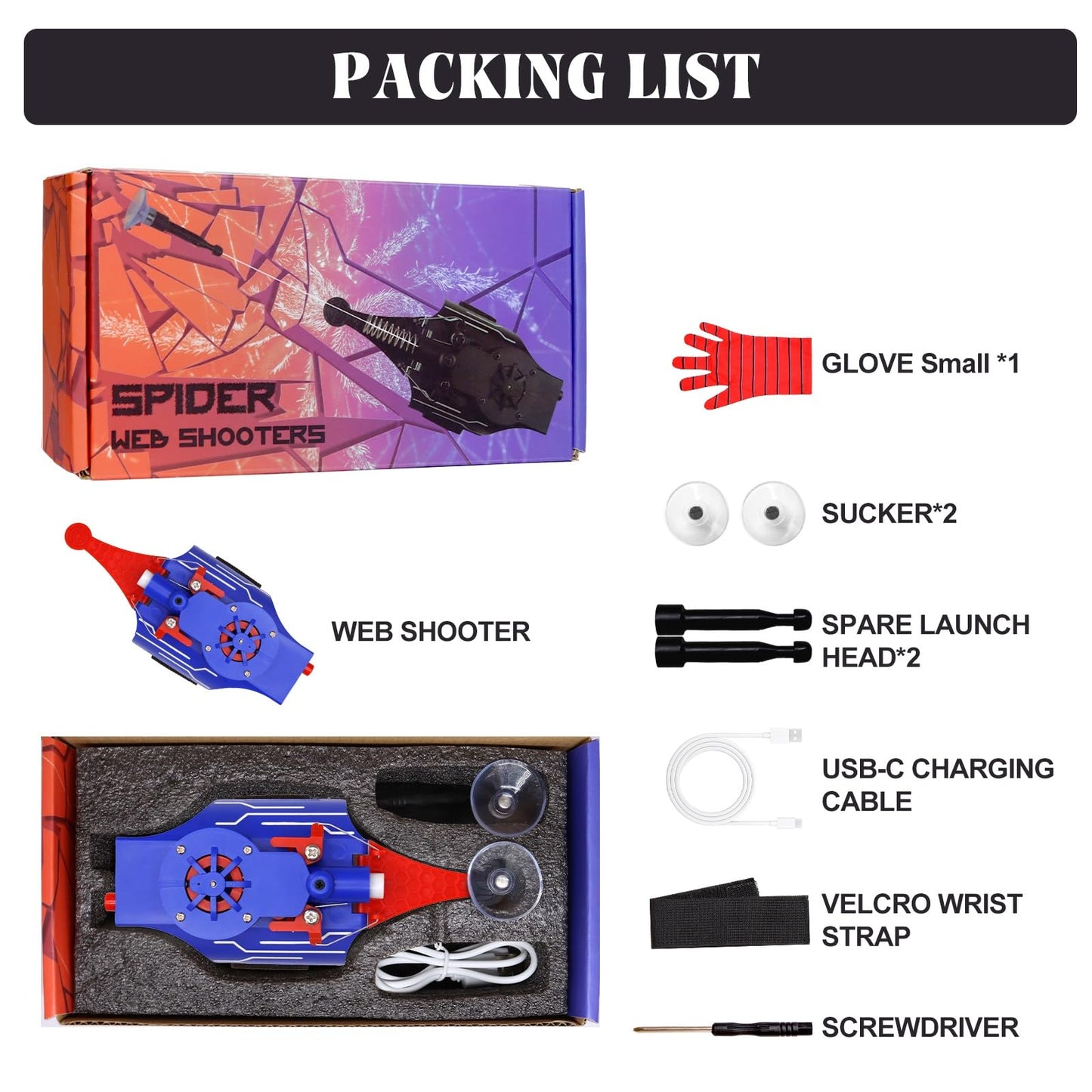 Qhjiu Spider Web Shooter, Real Web Slinger That Actually Shoots For Kids, Cool Toy Things For Superhero Fans