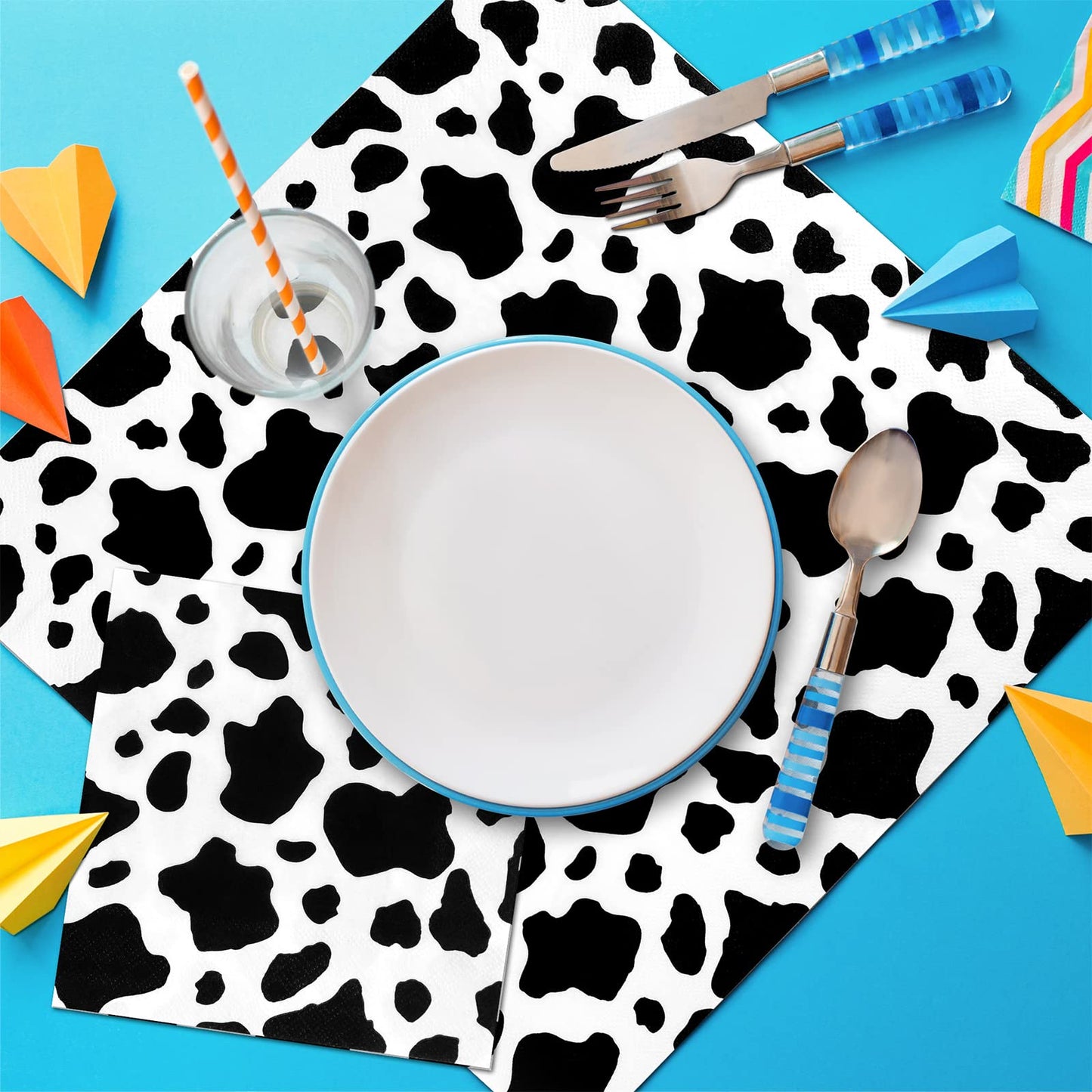 Durony 72 Pack Cow Party Napkins Cow Print Animal Cloth Napkin 3-Layers Farm Animal Party Napkins For Cow Print Birthday Tablewa