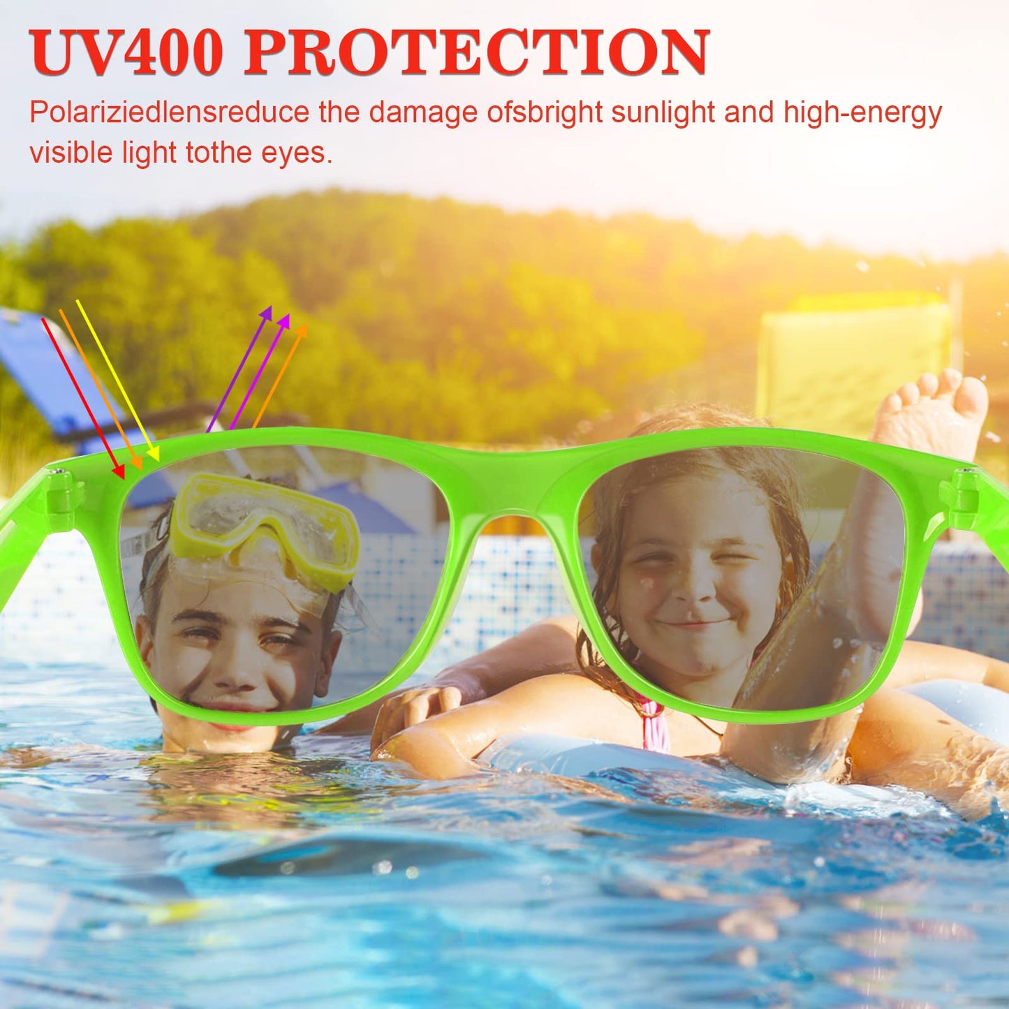 Tuparka 20 Pack Kids Sunglasses Bulk For Summer Pool Party Favors Birthday Parties Goody Bag Fillers, Green