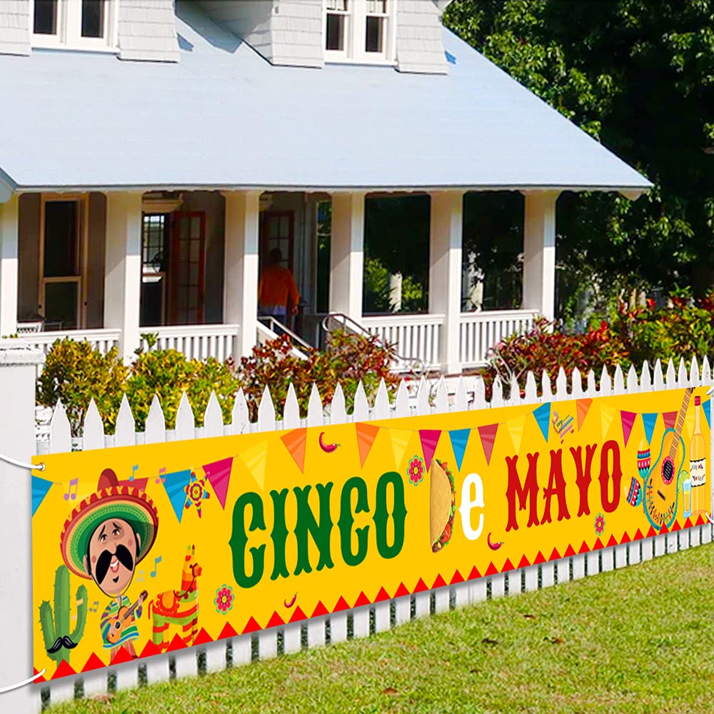 Large Cinco De Mayo Banner, Mexican Fiesta Party Supplies Decoration, Cinco De Mayo Party Supplies, Baby Shower Party Banner (Co
