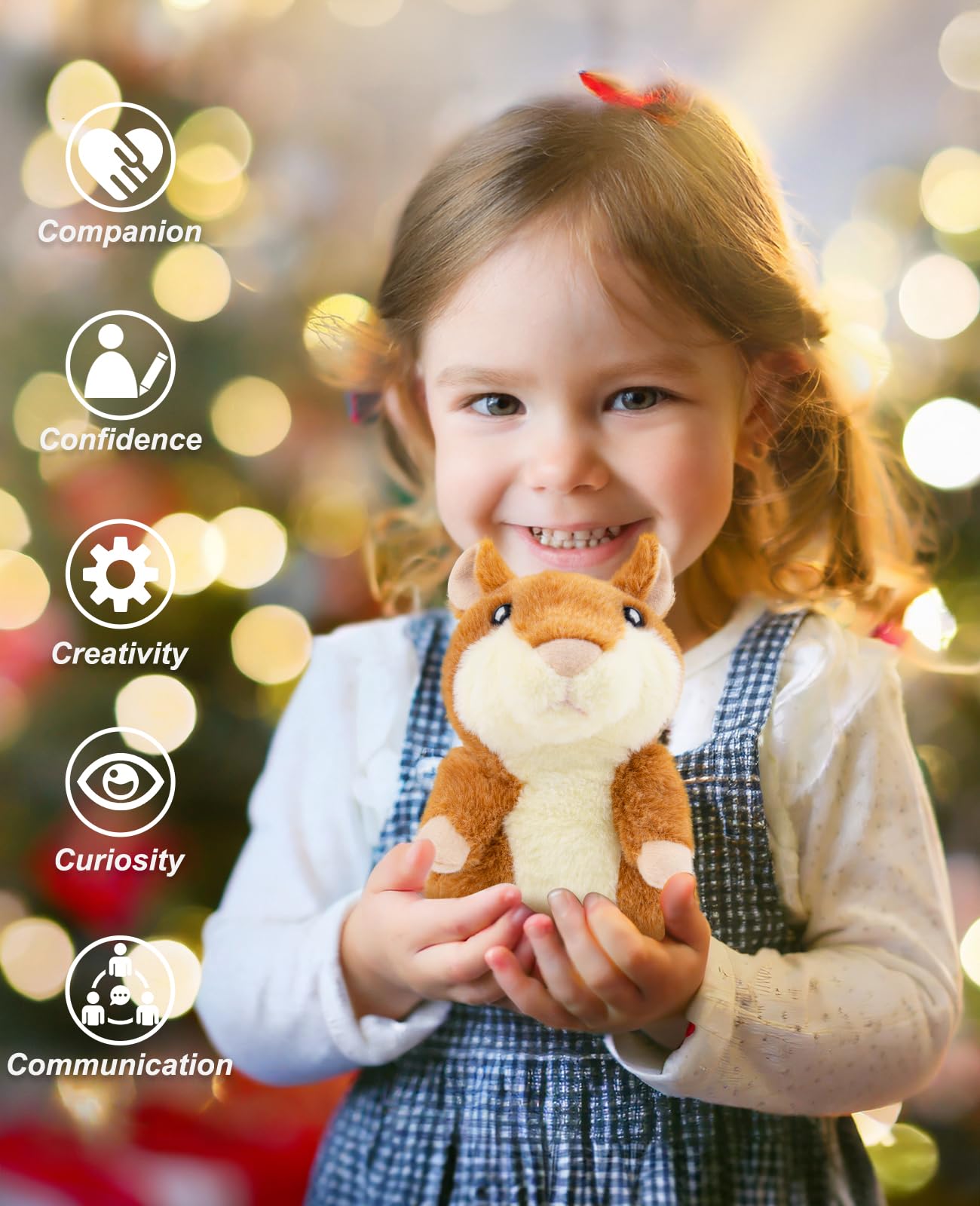 Qrooper Toddler Toys Talking Hamster Repeats What You Say Stuffed Animals Toys For Kids, Talking Toys For 2 3 Year Old Girl Boy,