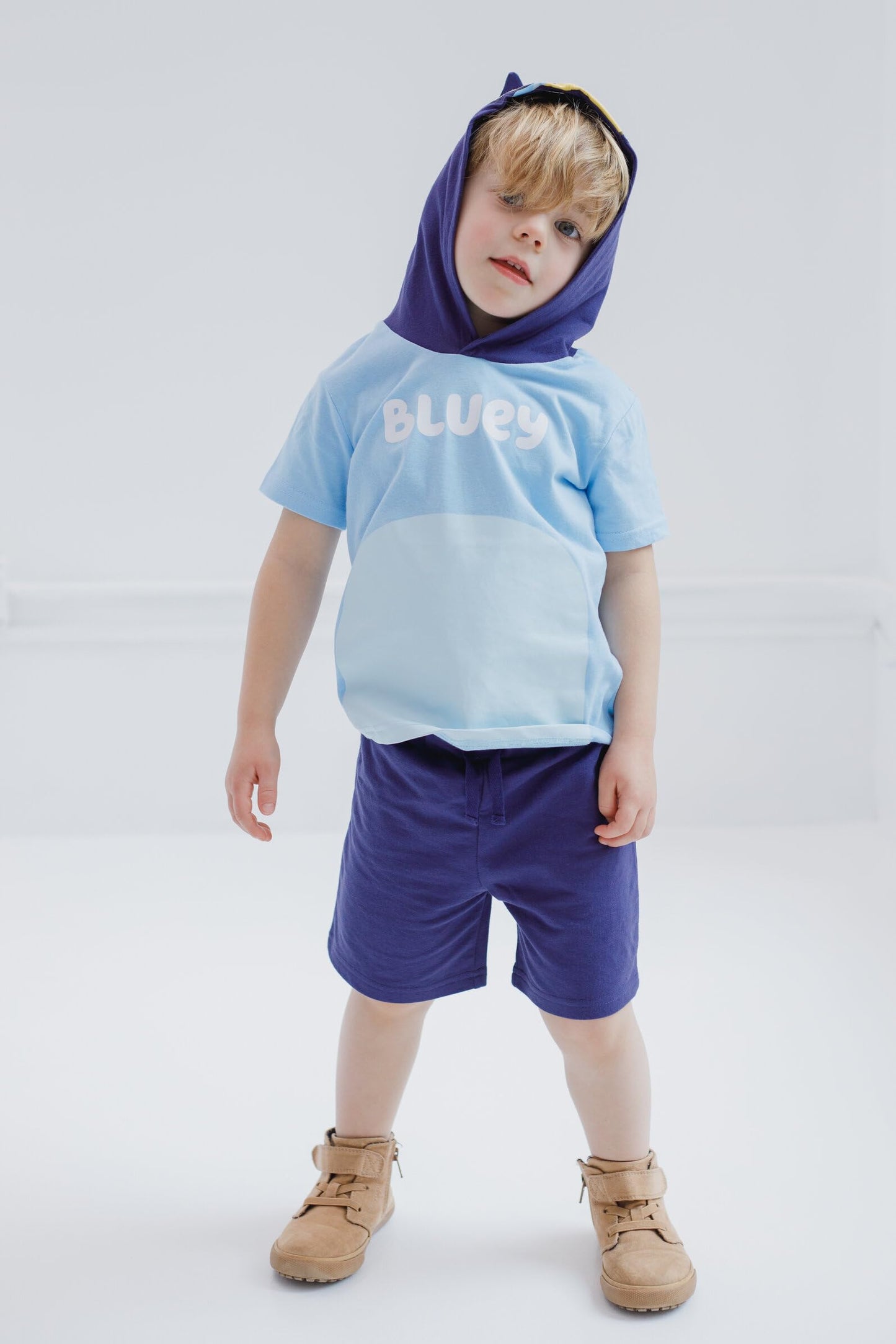 Bluey Little Boys Hooded Cosplay T-Shirt And French Terryshorts Outfit Set 7-8