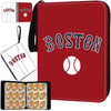 KivolFun Baseball Trading Card Binder - 900 Pocket PU Leather Album, Boston White and Red, Model HW