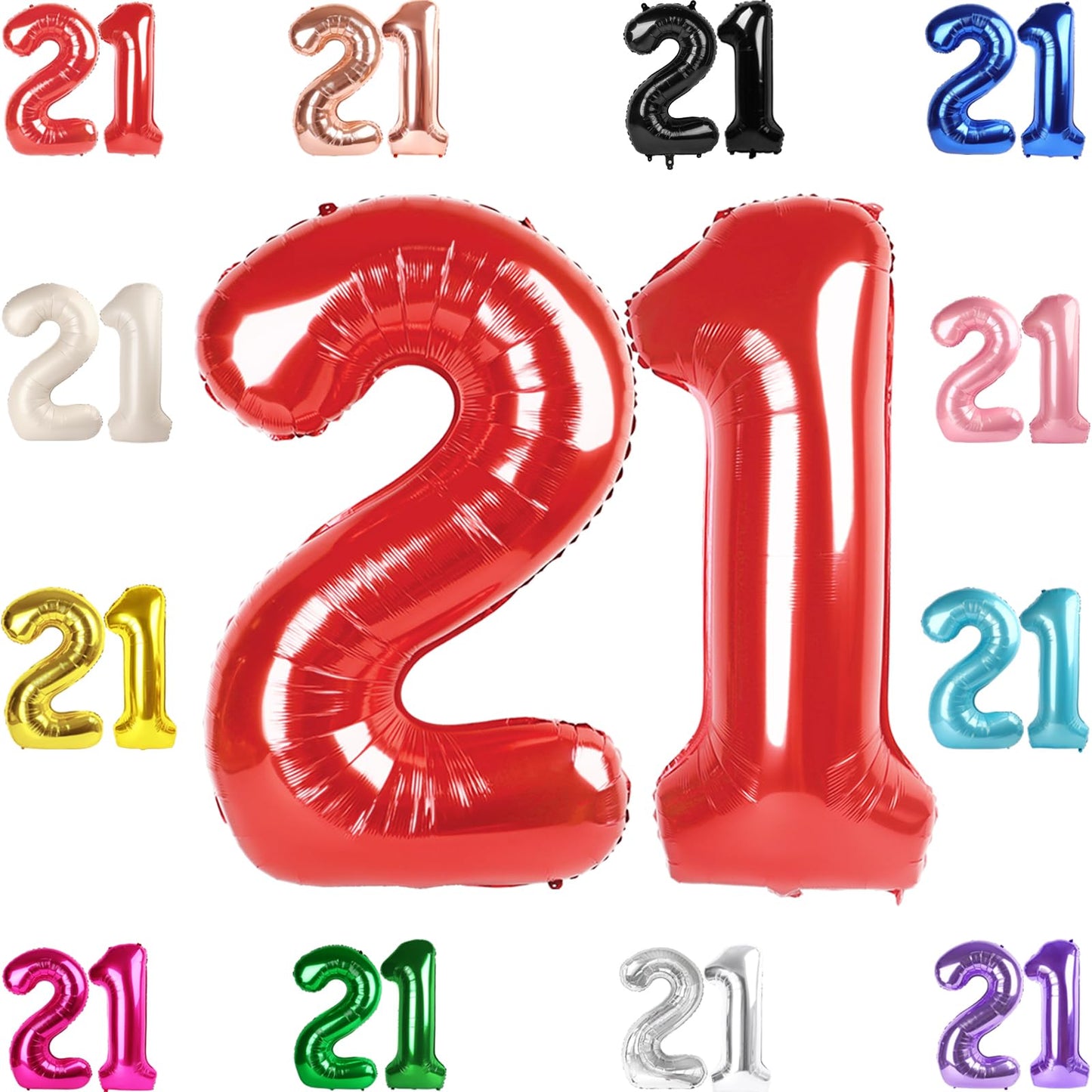 21 Balloon Number, Red Number 21St Birthday Balloons 40 Inch, 21 Or 12 Years Old Red Birthday Decorations For Men Women Him Her,