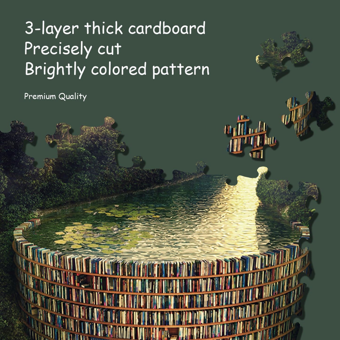 Jigsaw Puzzles For Adults, 1000 Pieces And Up, Bookshelf Canal Puzzle, Books Library Challenging Funny Puzzles For Friends Family Activity Game Nights Gifts