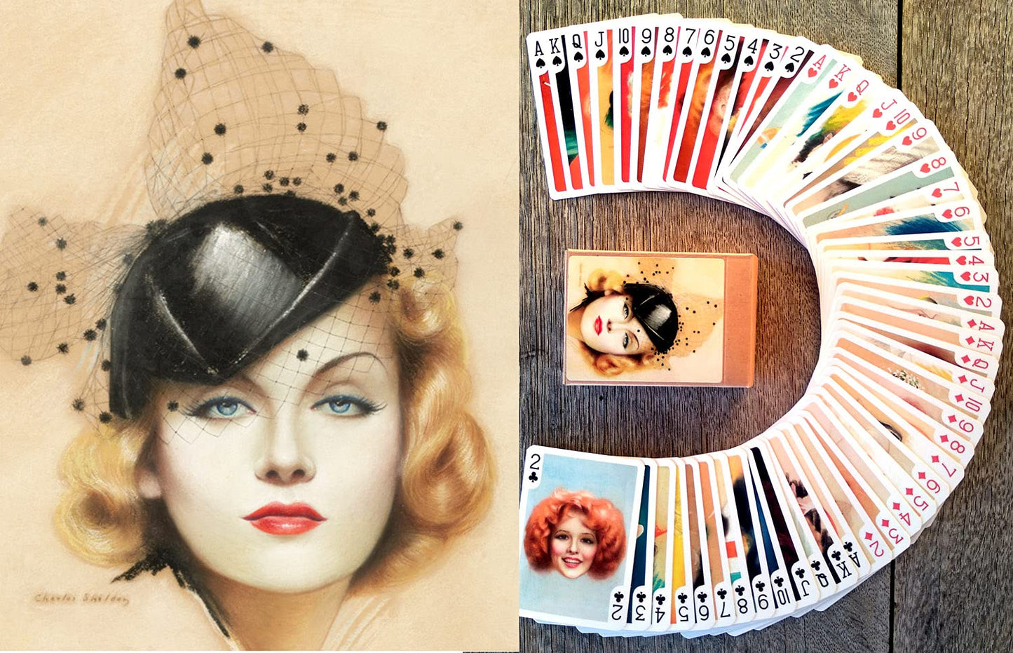 Flonzgift Lady Of Belle Epoque Playing Cards (Poker Deck 54 Cards All Different) Vintage Retro Woman Portraits By Charles Gates