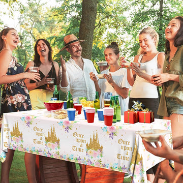 Dydamud 3Pcs Princess Birthday Party Tablecloths Decorations,Once Upon A Time Birthday Decorations Plastic Princess Castle Party