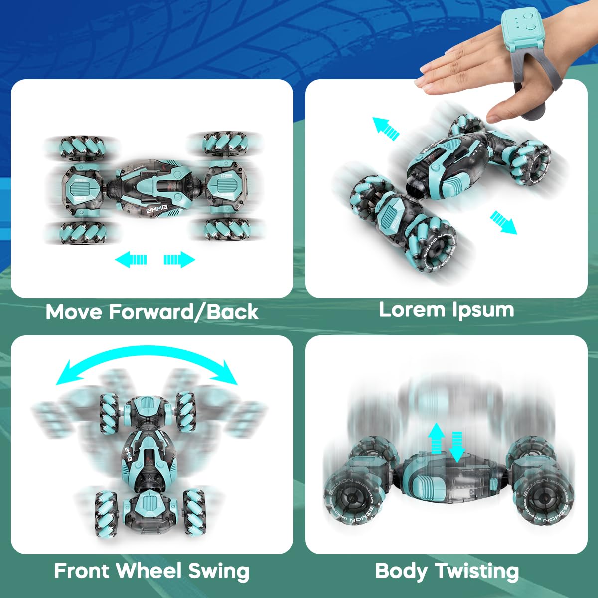 ZMMB Gesture Sensing RC Stunt Car - Best Gifts for Boys 6-12 Year Old 360 Rotating 4WD Remote Control Transform Hand Controlled