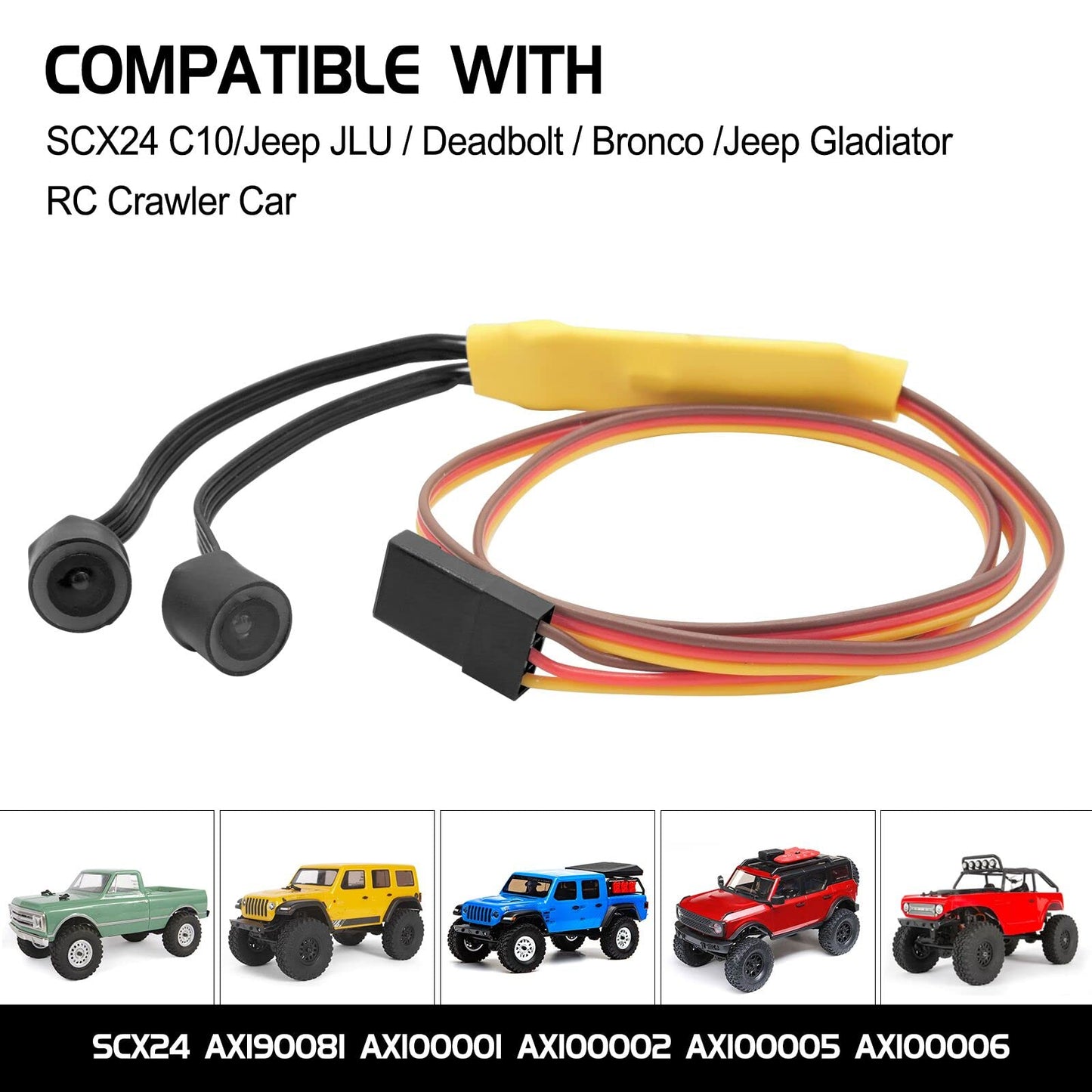 OGRC RC Light RC Headlights Angel Eyes 12 Modes 1/24 RC Light for Axial SCX24 C10 / JLU/Deadbolt/Bronco/Jeep Gladiator RC Crawle