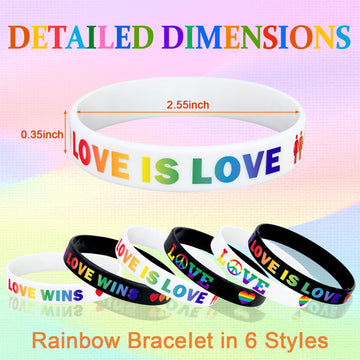 Junebrushs 42Pcs Rainbow Gay Pride Silicone Bracelets Lgbt Support Rubber Wristbands For Pride Day Month Parades Decorations Par