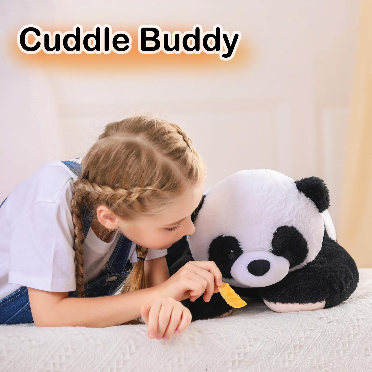 Wepop 5Lb Weighted Stuffed Animals, 24In Big Panda Plush, Cute Soft Plushie Pillows For Adults Boys Girls