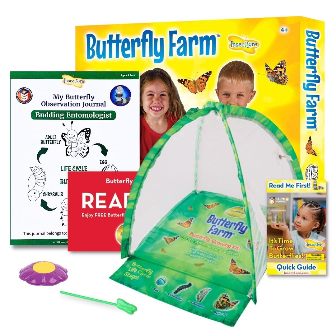 Insect Lore Butterfly Garden With Prepaid Voucher To Redeem Live Caterpillars | Farm Style Ultra-Clear Dome Habitat | Give As Gi