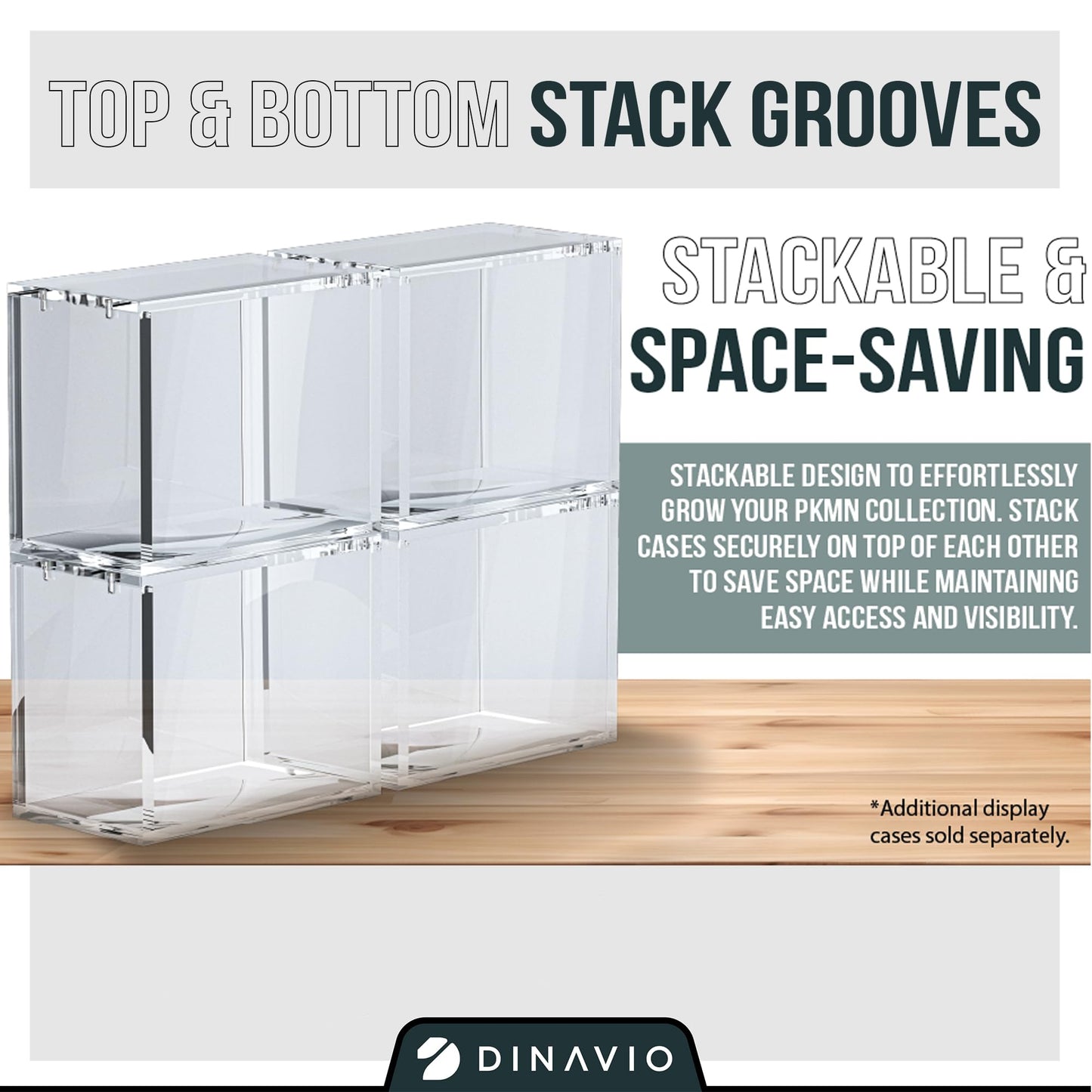 Dinavio Crafthouse Pkmn Booster Box Case Stackable Acrylic Display - 8Mm + 5Mm Ultra Thick Acrylic With 5X3Mm Strong Magnets - Pkmn Booster Box Case Protector - Compatible With Pkmn Booster Boxes