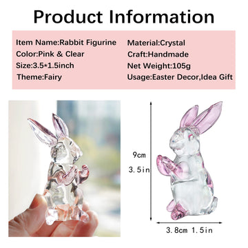 Hdcrystalgifts 3.5Inch Crystal Rabbit Bunny Figurine Collectibles Spring Easter Decoration Glass Art Animal Paperweight Ornament