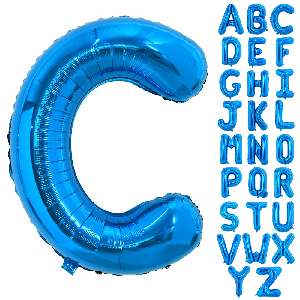 Toniful 40 Inch Large Blue Letter C Balloons Giant Alphabet Letter Balloons,Foil Mylar Big Balloons For Birthday Party Anniversa