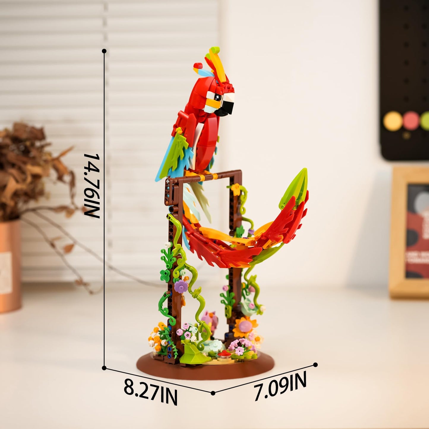 Flowers Parrot Building Set Compatible With Lego Animal For Girls 8-12 Years,Cool Halloween Toys For Adults And Botanical Natural Lover 632 Pcs