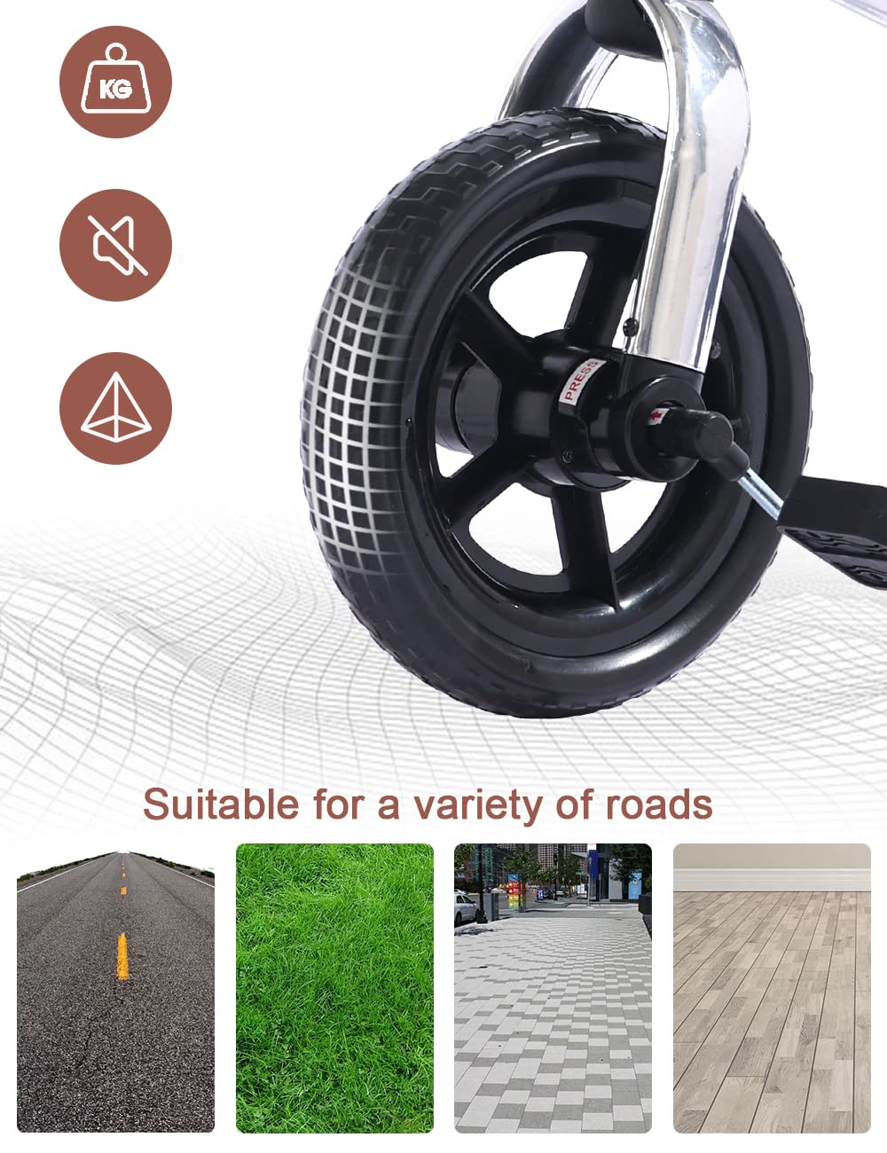 Ancaixin 3 In 1 Toddler Tricycles For 2-5 Years Old Boys Girls With Adjustable Seat Detachable Pedal And Bell, Foldable Baby Balance Bike Riding Toys, Kids Birthday Christmas New Year Gift (Silver)