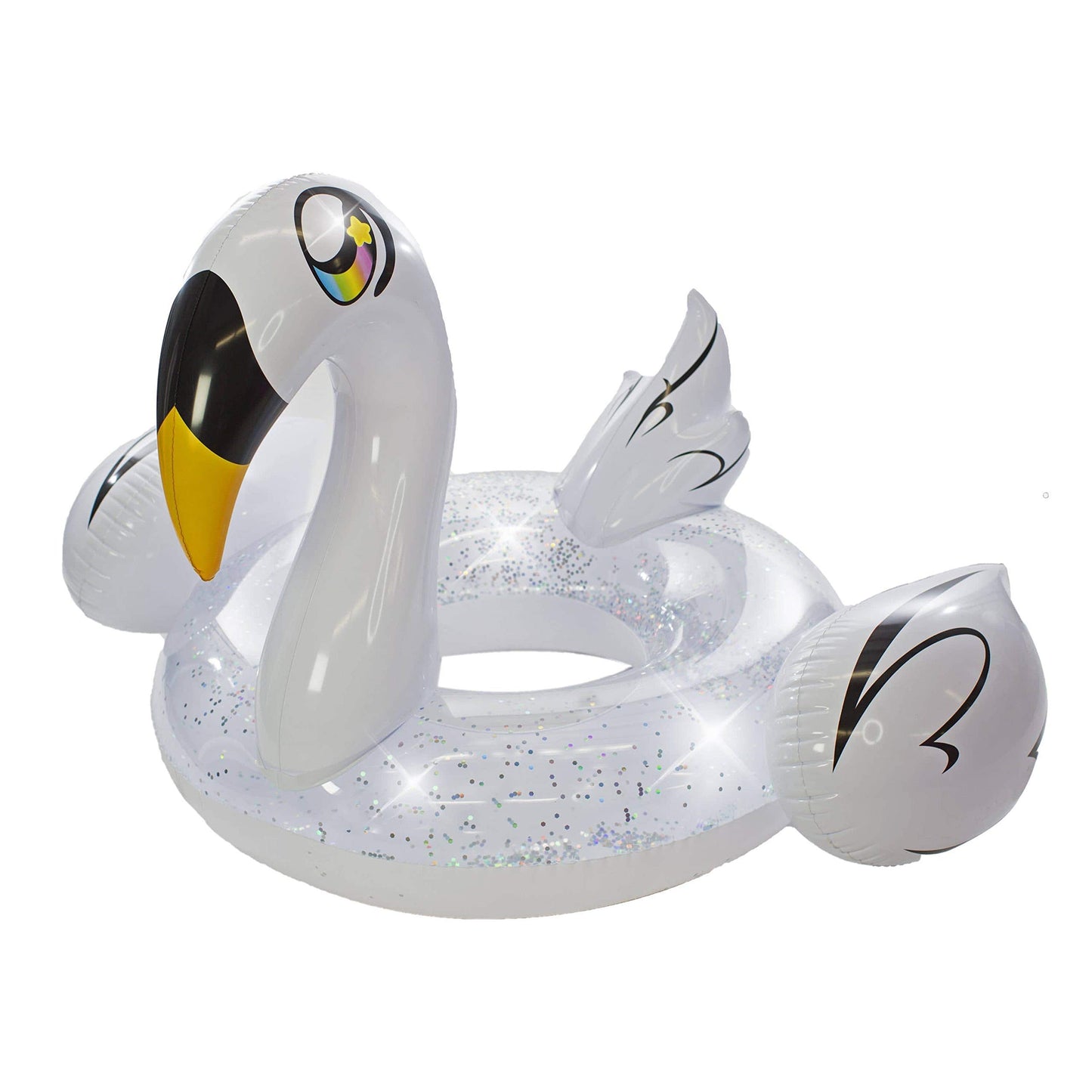 Poolcandy Inflatable Animal Pool Tubes & Swim Rings (Deluxe Swan Gold Glitter 48'' Inch Animal Swim Ring Pool Tube)
