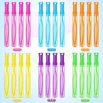 Bubble Wand, 24 Pcs Bubble Wands Bulk in 6 Colors, Bubble Party Favors for Kids, Summer Toys, Indoor Outdoor Activity, Themed Bi