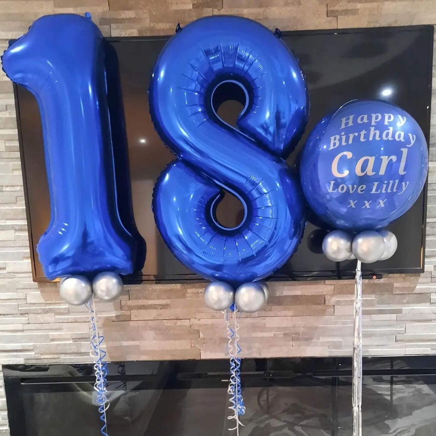 LHOAVWE 40 Inch Navy Blue 17 Number Balloons, Giant Jumbo Foil Mylar Helium Digital Balloons for 17th Birthday Party Decorations