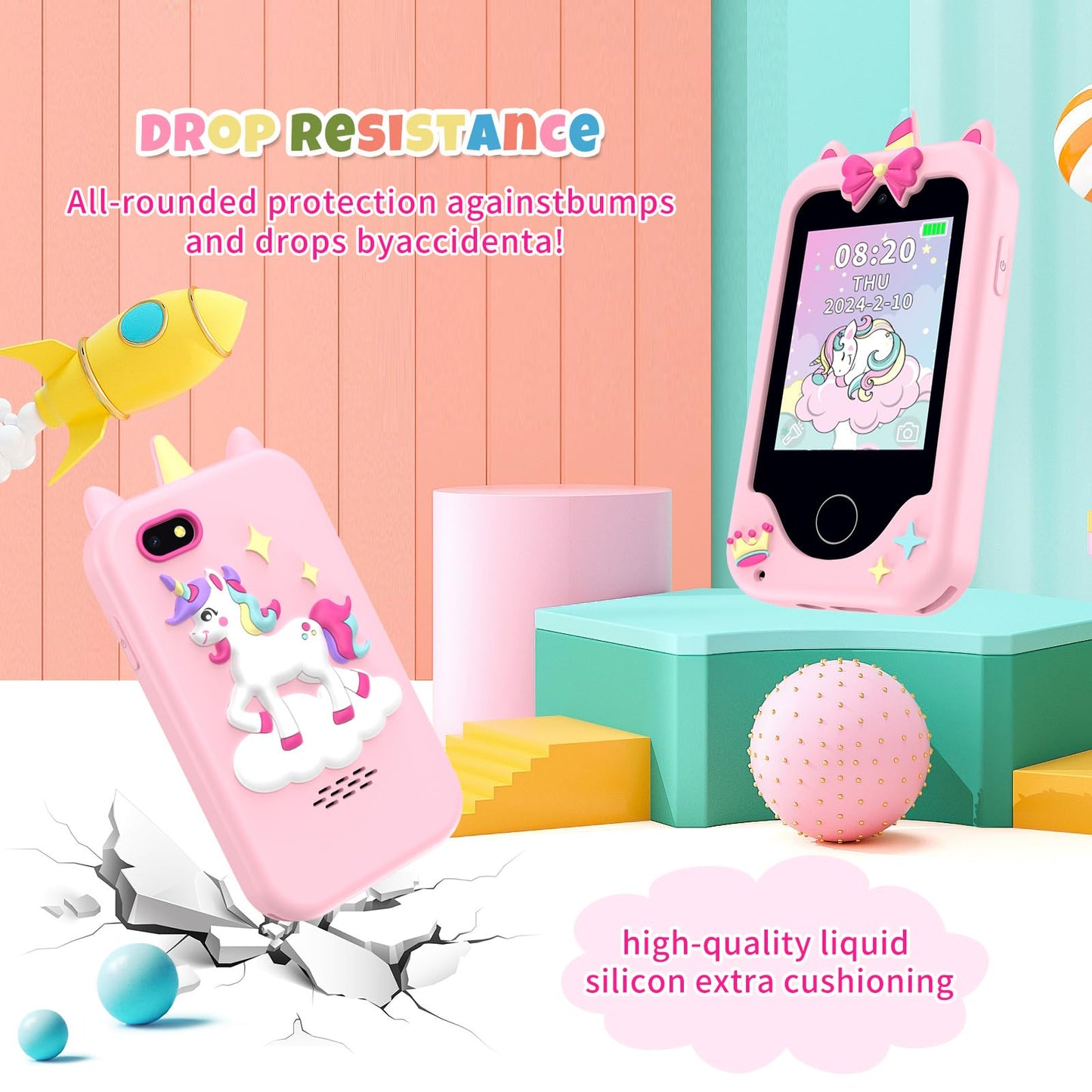 Nikuku Kids Smart Phone for Girls, Christmas Birthday Gifts for Girls 3-8 Year Old, Toddler Play Cell Phone Toys with Puzzle Gam