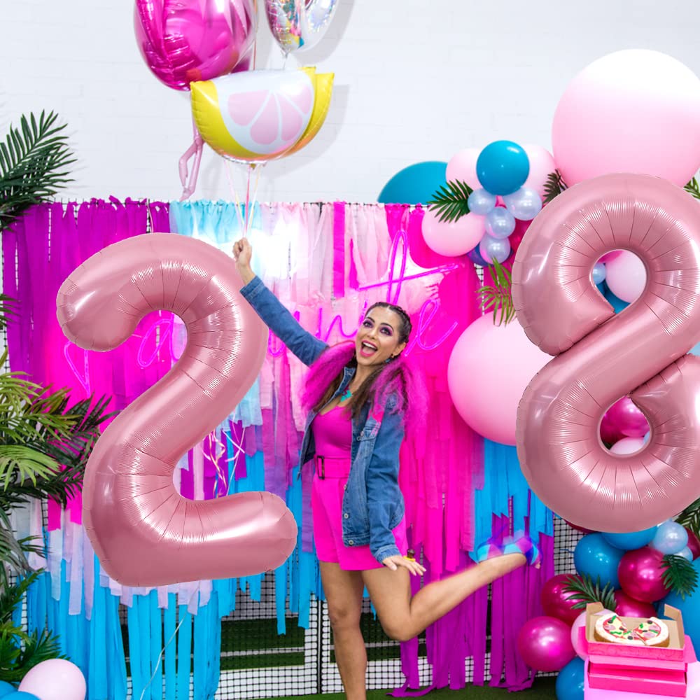 Toniful 40 Inch Light Pink Large Numbers Balloons 0-9, Number 8 Digital 8 Helium Balloons, Pink Foil Mylar Big Number Pastel Bal