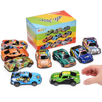 4.2'' Toy Cars Metal Race Cars Vehicles 9 Pack, Pull Back Cars Toys for Boys, Girls, Toddlers, Kids 2,3,4,5,6,7 Years Old, Party