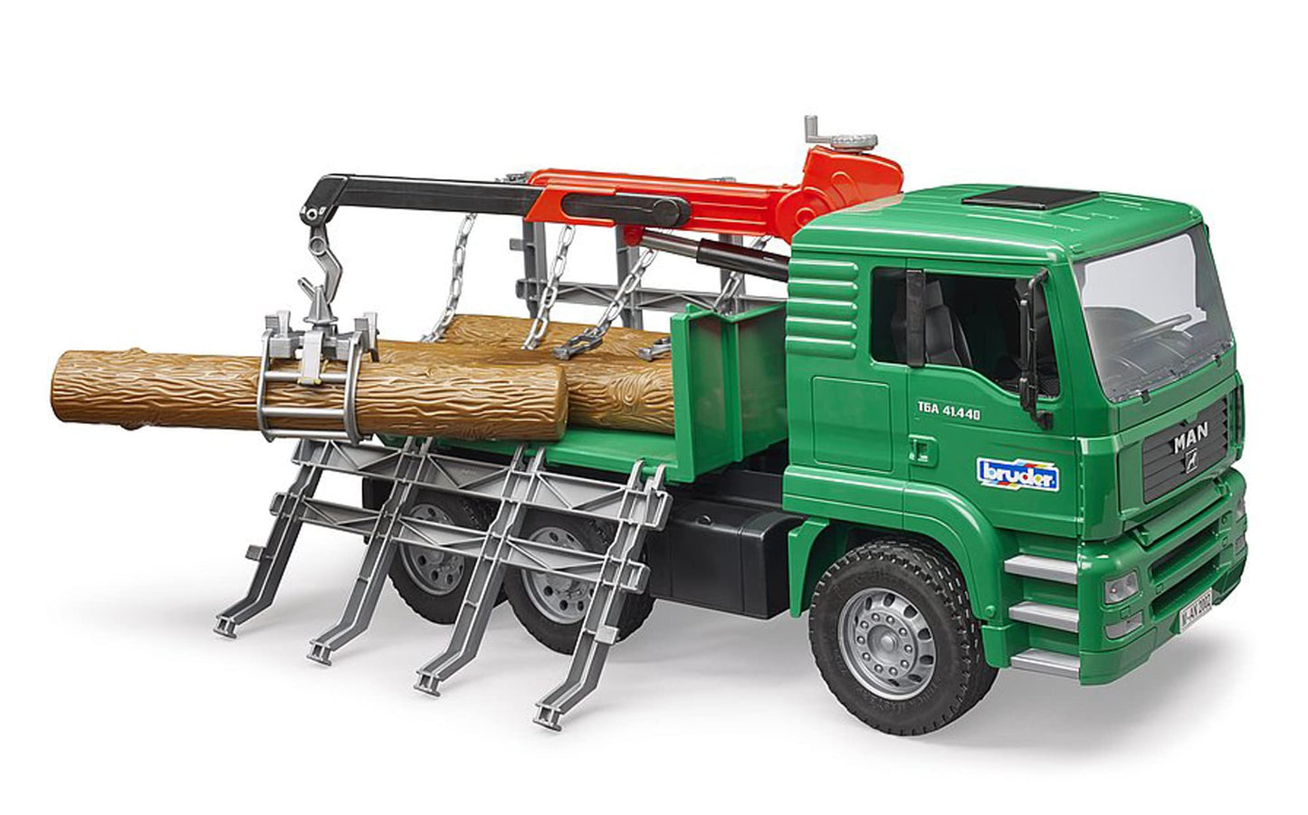 Bruder Toys - Forestry MAN Timber Truck with Fully Functioning Loading Crane, Tilting Loading Bed, and 3 Loadable Trunks - Ages