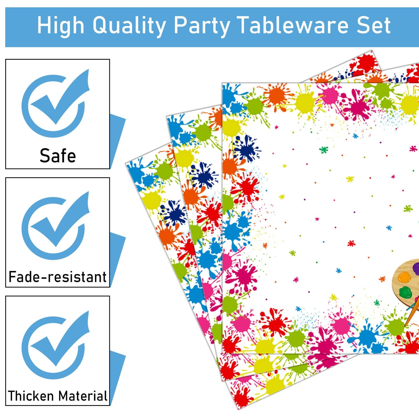 96 Pcs Art Plates And Napkins Party Supplies Paint Tableware Set Painting Theme Party Decorations Favors For Art Paint Birthday