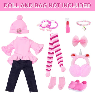 Uzidbto American Doll Clothes And Accessories For 18 Inch Doll Includes Pretend Makeup Kit Stuff Girls Gift(Doll Not Including)